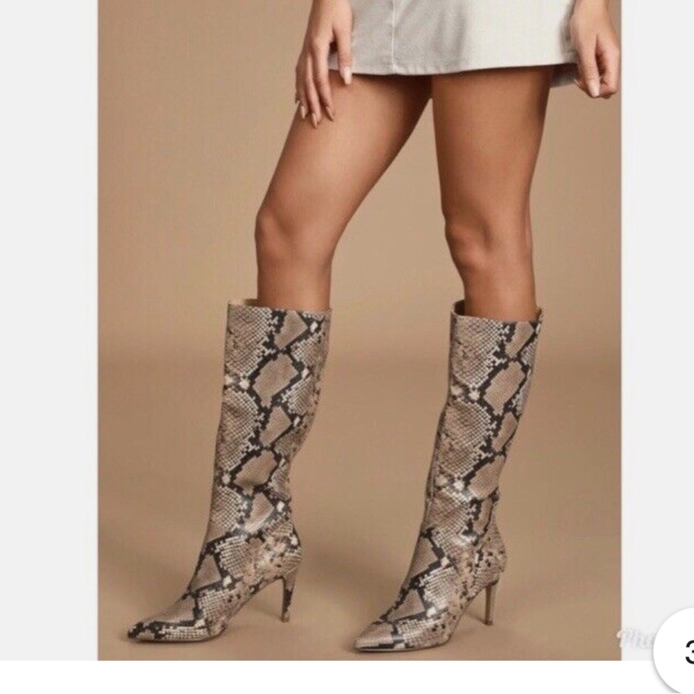 Snakeskin Pattern Knee-High Boots